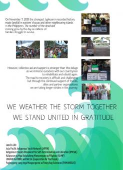 2014: UPDATE-REPORT ON THE CAMPAIGN TO SUPPORT THE SURVIVORS OF TYPHOON YOLANDA