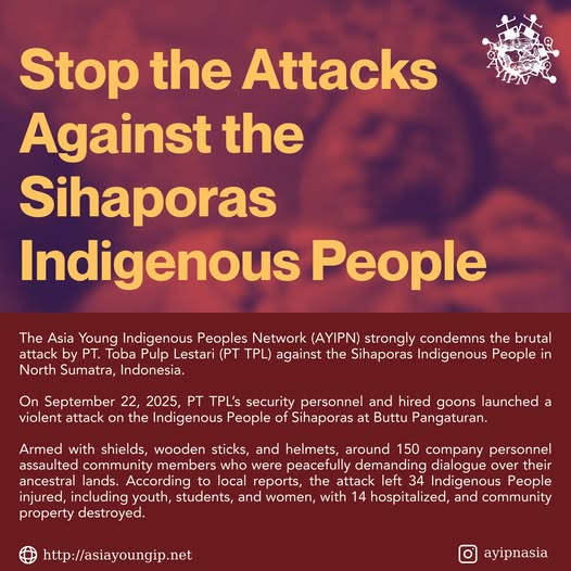 Statement on the PT Toba Pulp Lestari’s Violence Against the Sihaporas Indigenous People