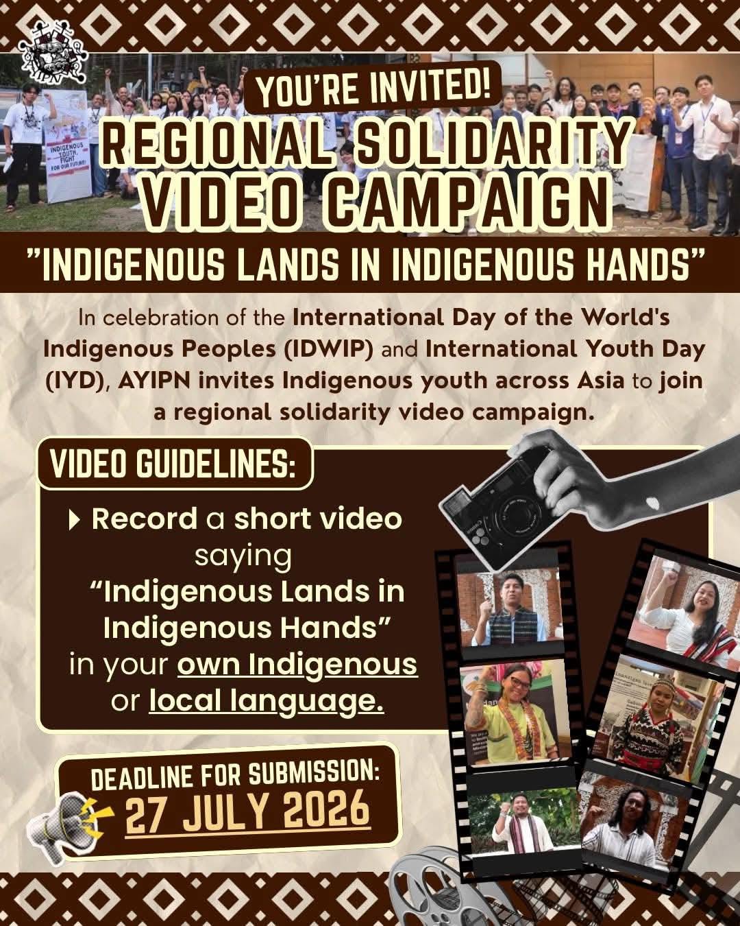 𝐂𝐚𝐥𝐥 𝐟𝐨𝐫 𝐬𝐮𝐛𝐦𝐢𝐬𝐬𝐢𝐨𝐧 𝐟𝐨𝐫 𝐭𝐡𝐞 𝐑𝐞𝐠𝐢𝐨𝐧𝐚𝐥 𝐒𝐨𝐥𝐢𝐝𝐚𝐫𝐢𝐭𝐲 𝐕𝐢𝐝𝐞𝐨 𝐂𝐚𝐦𝐩𝐚𝐢𝐠𝐧 𝐨𝐟 𝐈𝐧𝐝𝐢𝐠𝐞𝐧𝐨𝐮𝐬 𝐘𝐨𝐮𝐭𝐡!